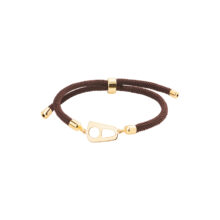 دستبند طلا 18 زنانه گالری شیدا مجد مدل هه بندی  رنگ قهوه ای