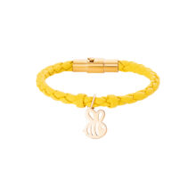 دستبند طلا و چرم 18 عیار دخترانه گالری شیدا مجد مدل زنبور