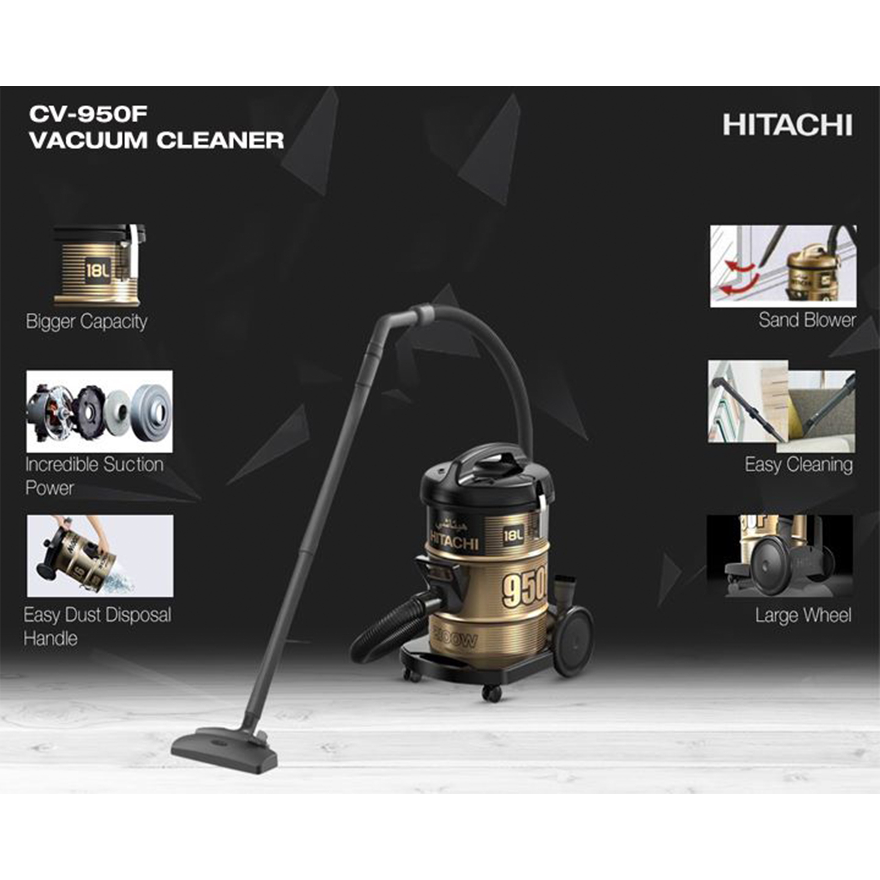 جاروبرقی سطلی 2000 وات هیتاچی مدل CV950Y