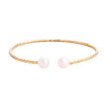 بنگل طلا 18 عیار زنانه گالری شیدا مجد مدل پیچک مروارید