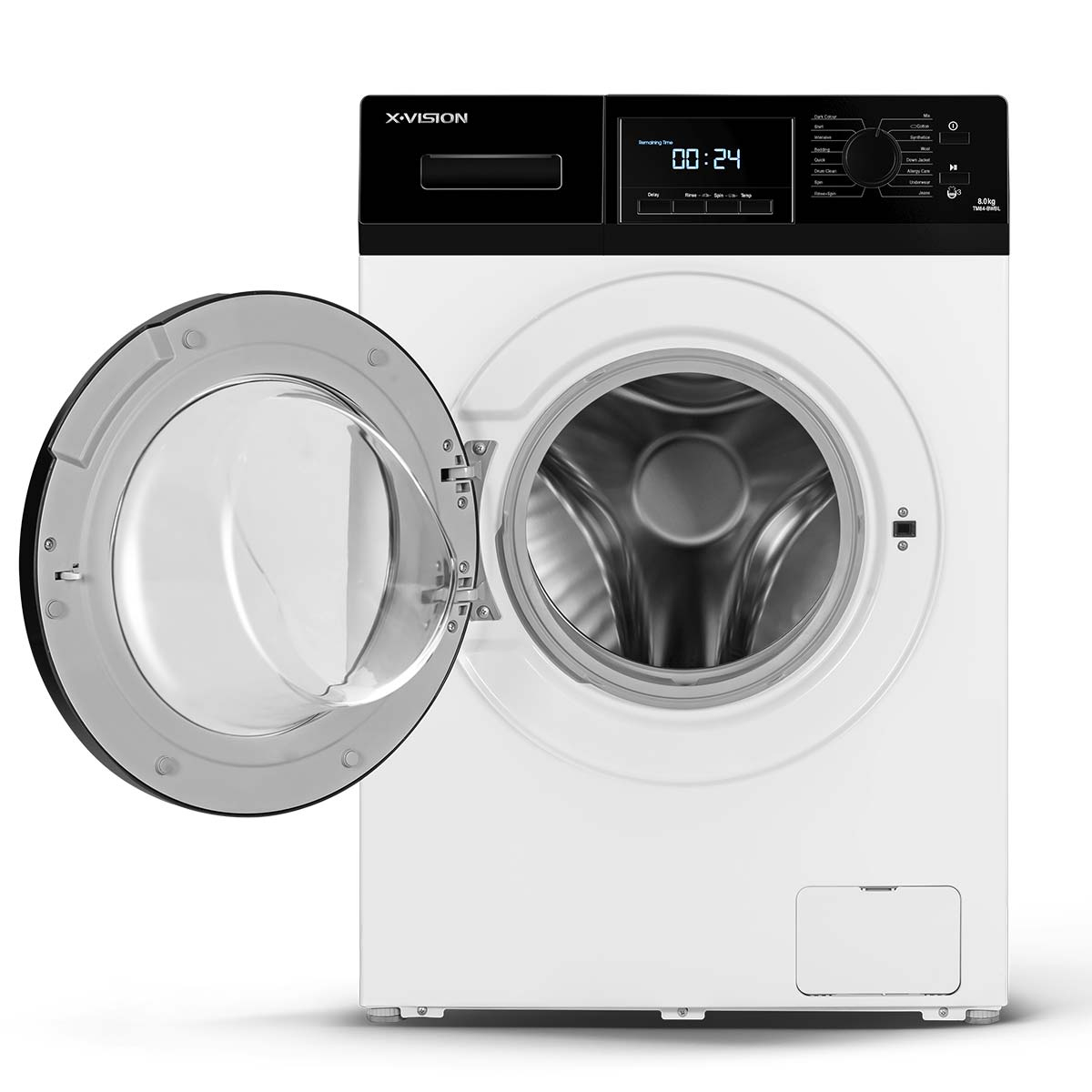 ماشین لباسشویی ایکس ویژن مدل TM84-BWBL/BSBL ظرفیت 8 کیلوگرم