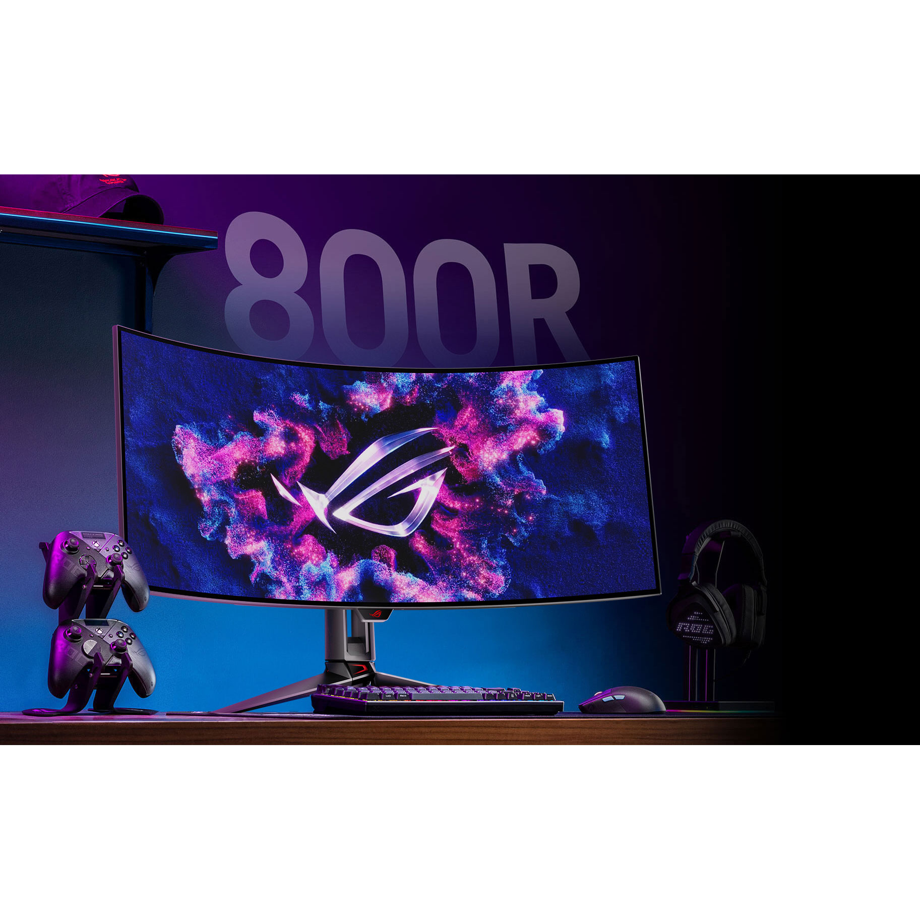 مانیتور گیمینگ خمیده ایسوس مدل ROG Swift OLED PG39WCDM سایز 39.7 اینچ، رزولوشن QHD-2K، پنل OLED، نرخ بروزرسانی تصویر 240 هرتز، نسبت تصویر 21:09-Ultra Wide ، دو پورت HDMI و یک پورت DisplayPort