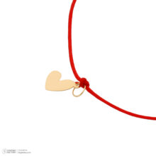 دستبند طلا 18 عیار زنانه گالری شیدا مجد مدل قلب توپر نخی قرمز