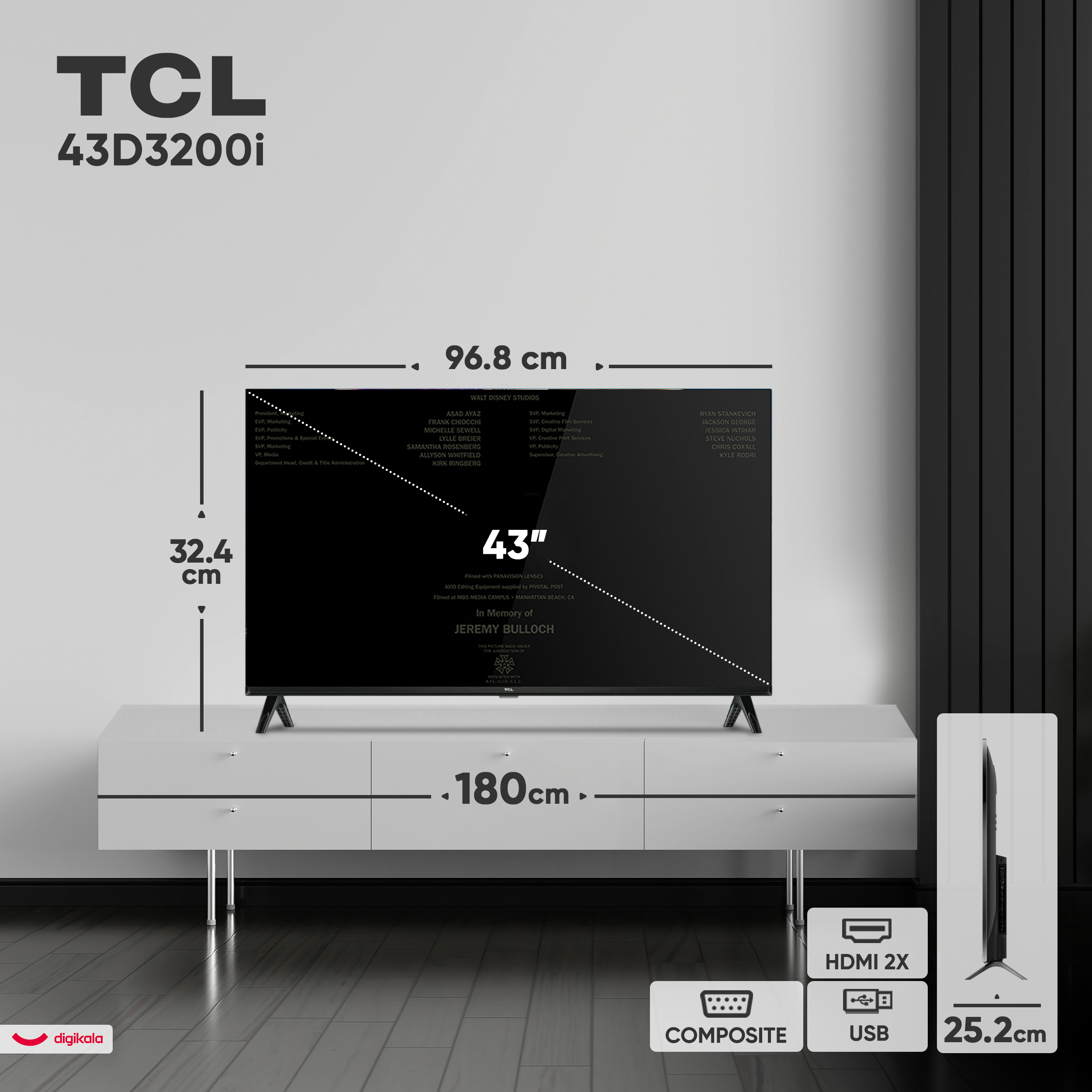 تلویزیون 43 اینچ ال ای دی تی سی ال مدل 43D3200i