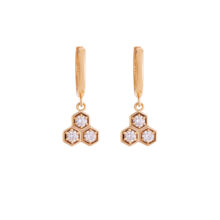 گوشواره حلقه‌ای طلا 18 عیار زنانه گالری شیدا مجد مدل کندو نگینی