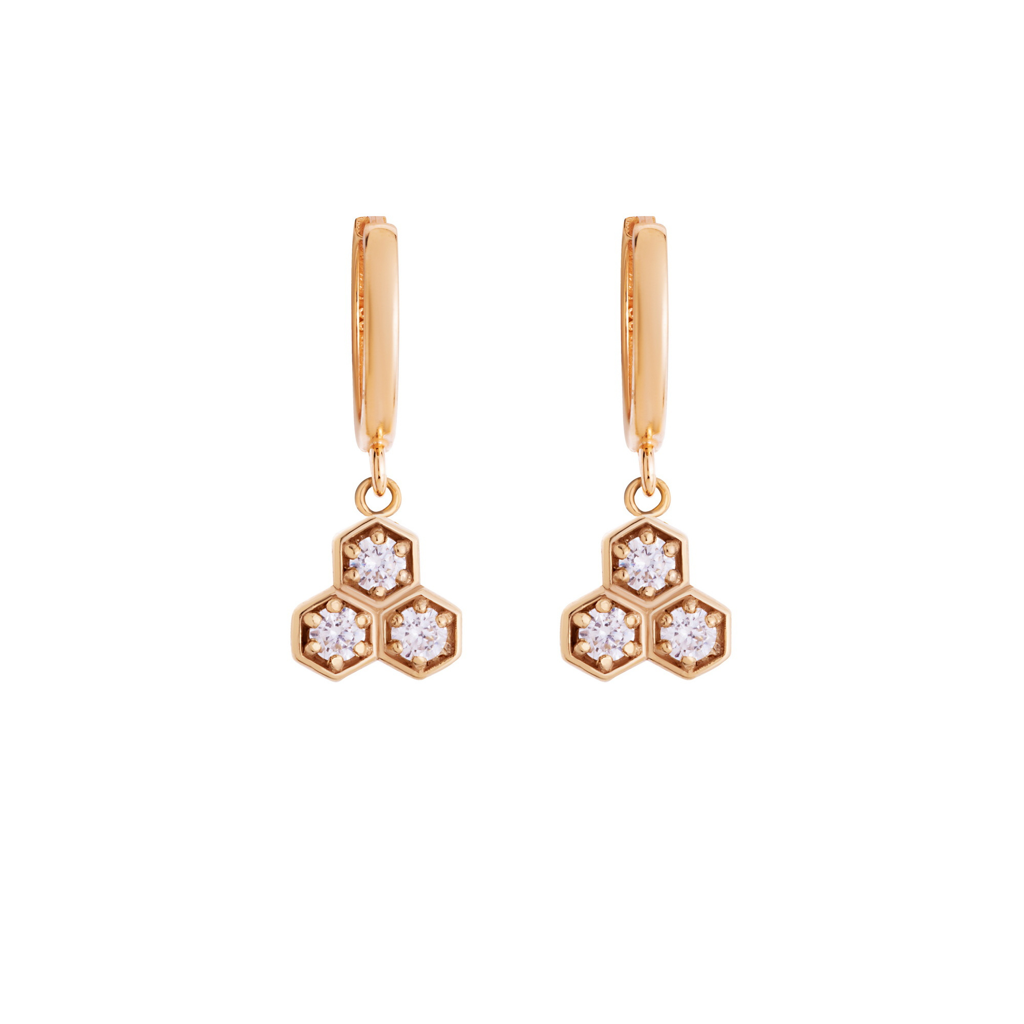 گوشواره حلقه‌ای طلا 18 عیار زنانه گالری شیدا مجد مدل کندو نگینی