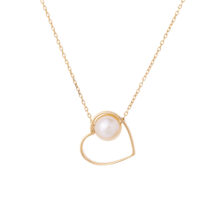 گردنبند طلا 18 عیار زنانه گالری شیدا مجد مدل قلب و مروارید