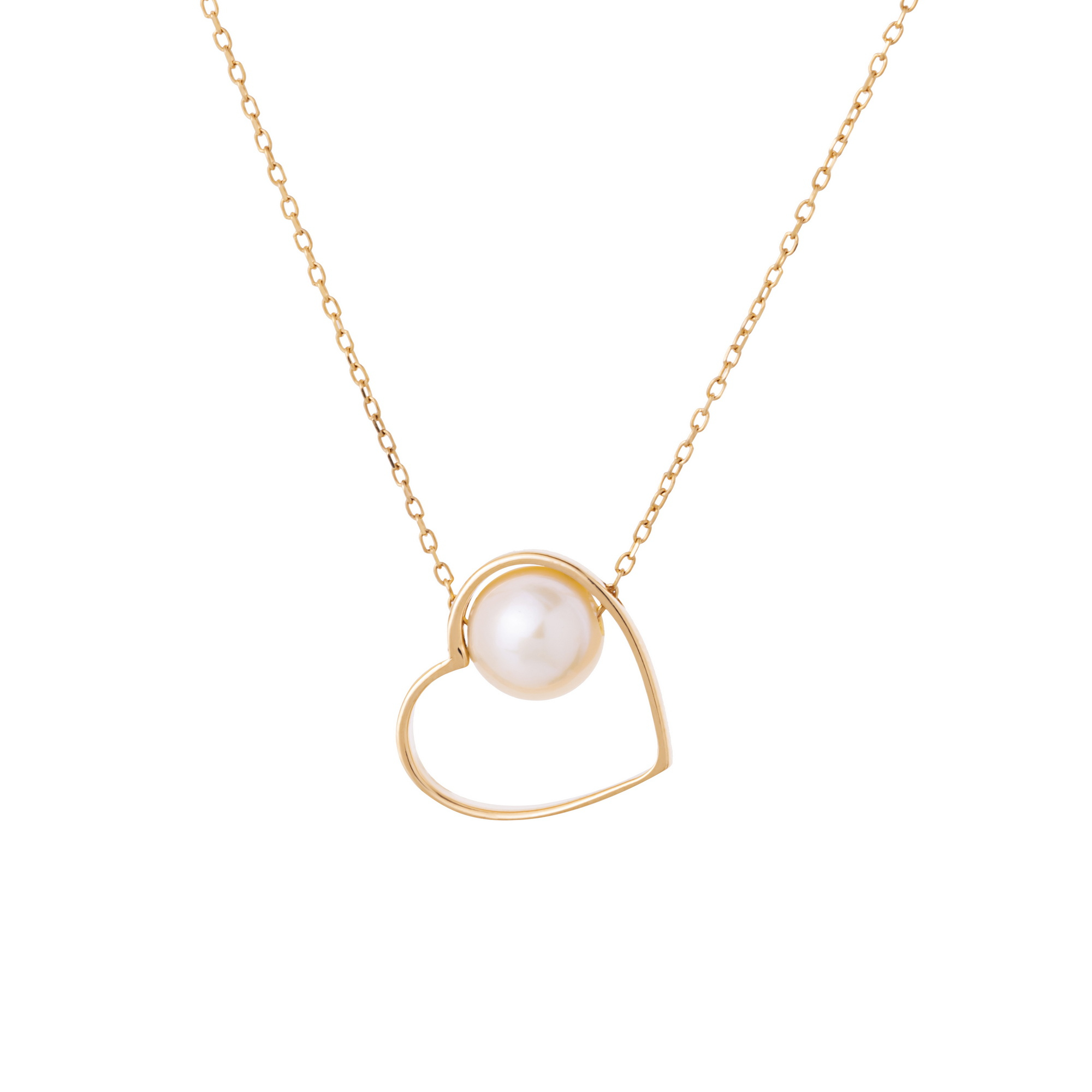 گردنبند طلا 18 عیار زنانه گالری شیدا مجد مدل قلب و مروارید