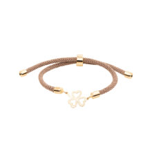 دستبند بند و طلا 18 عیار زنانه گالری شیدا مجد مدل شبدر توخالی بندی رنگ کرم