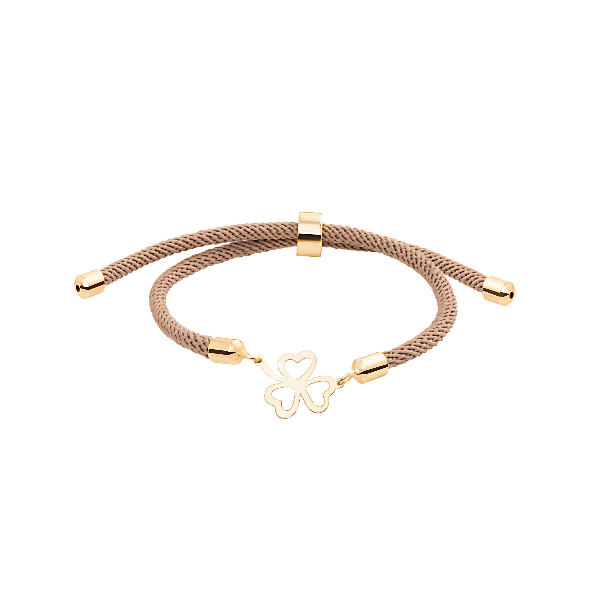 دستبند بند و طلا 18 عیار زنانه گالری شیدا مجد مدل شبدر توخالی بندی رنگ کرم