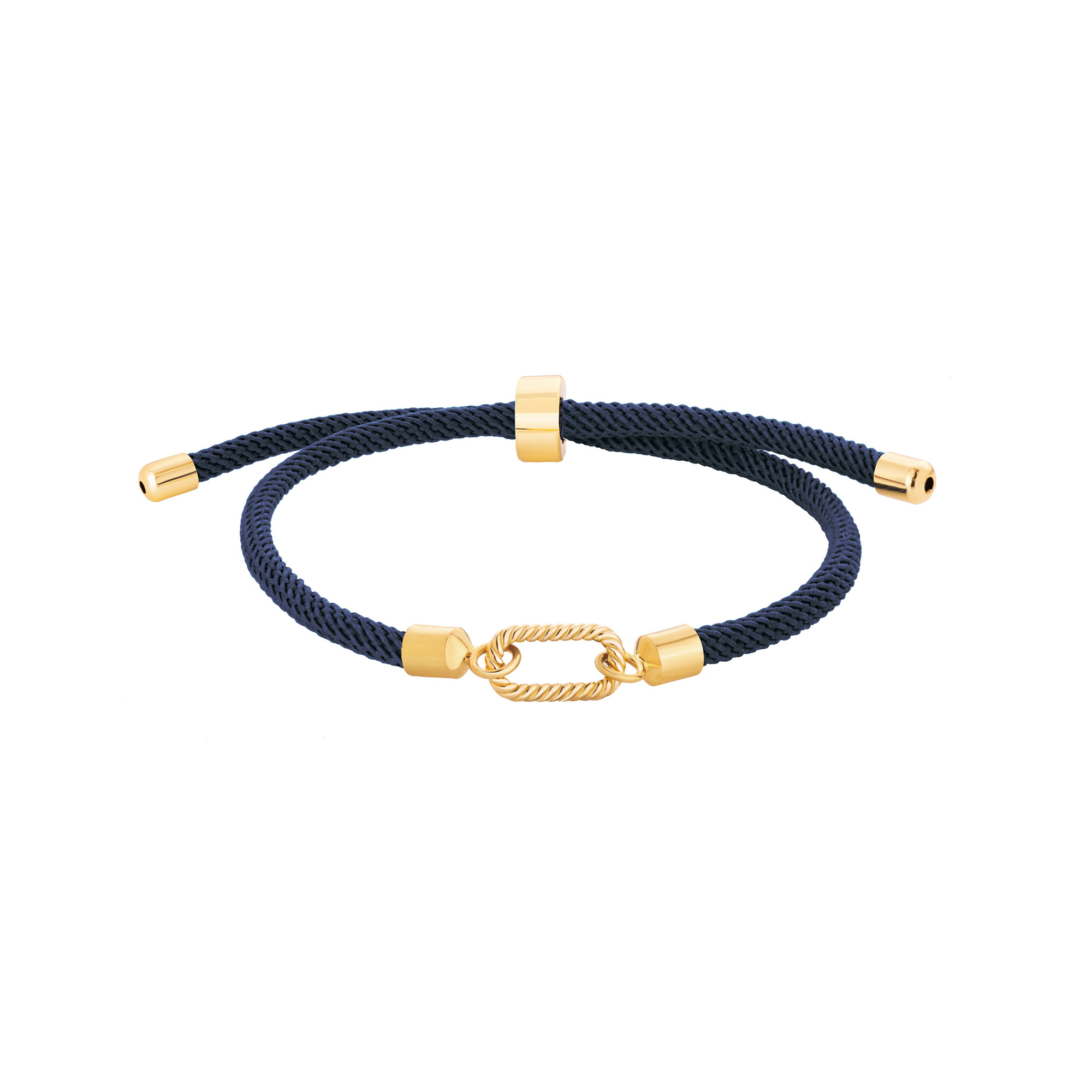 دستبند طلا 18 عیار زنانه با بند بافت گالری شیدا مجد مدل بیضی یورمن کوچک