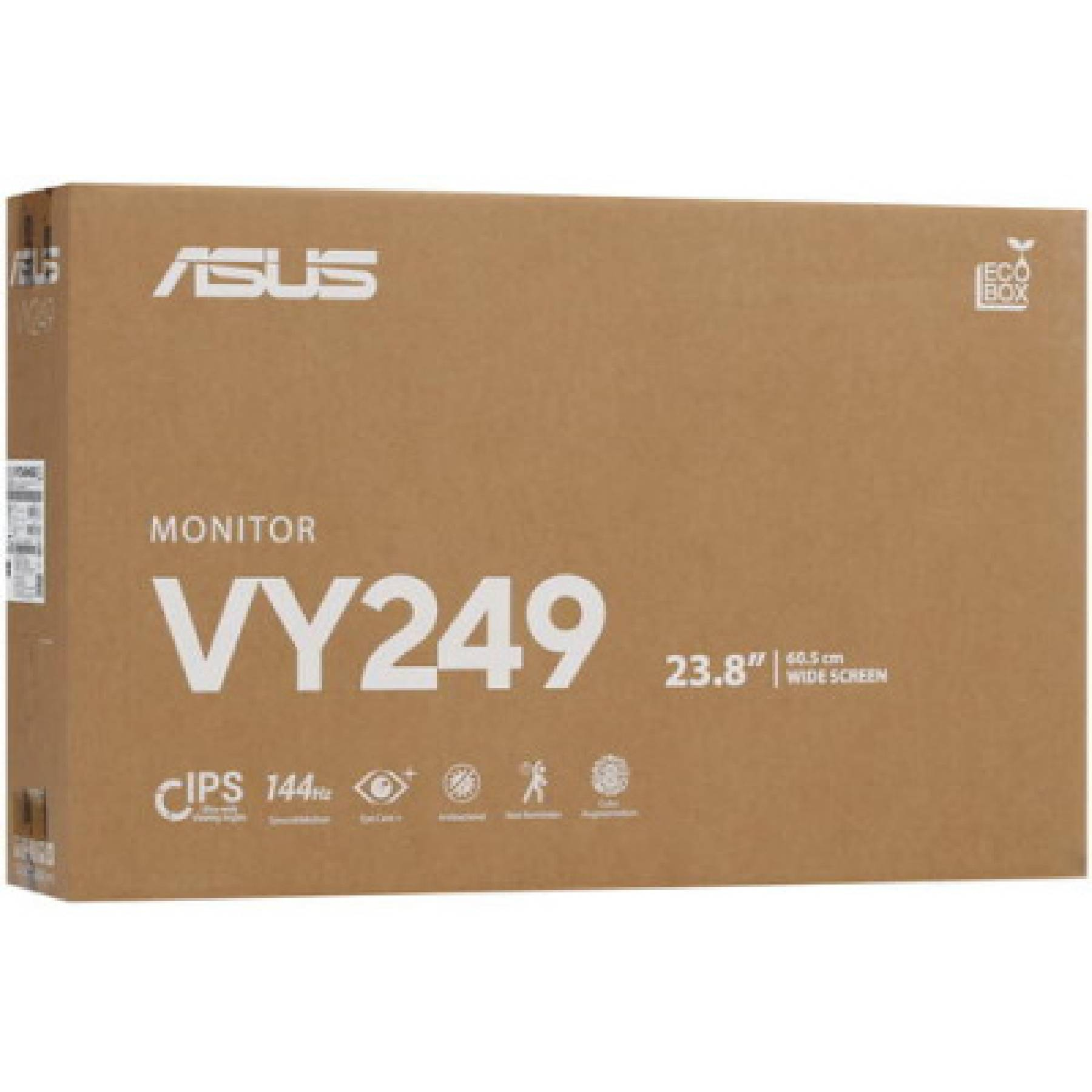 مانیتور 23.8 اینچ ایسوس مدل VY249HGE، رزولوشن Full-HD، پنل IPS، نرخ بروزرسانی 144 هرتز، با نسبت تصویر 16:9، دارای پورت HDMI و خروجی هدفون