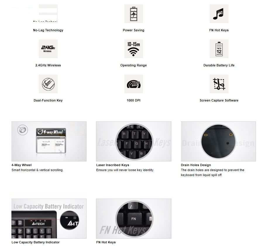 کیبورد و ماوس بی سیم ای فورتک مدل 6100F