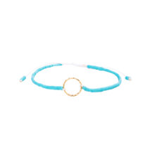 دستبند بند و طلا 18 عیار زنانه گالری شیدا مجد مدل حلقه تراش حدید رنگ آبی