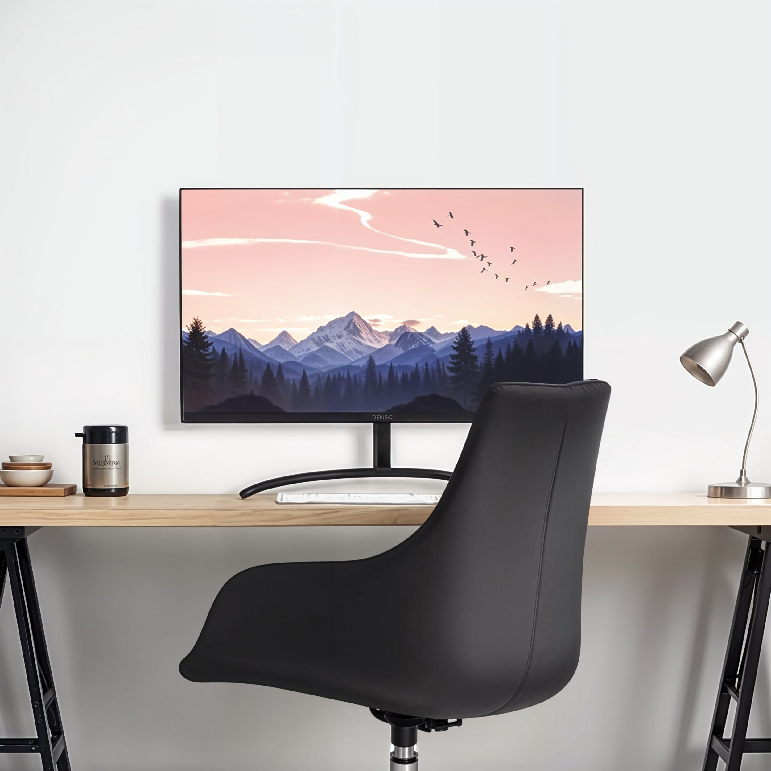 مانیتور رنسو مدل RM-22PRIME سایز 22 اینچ، رزولوشن Full HD، پنل IPS، نرخ بروزرسانی تصویر 100 هرتز، نسبت تصویر 16:9، یک پورت HDMI و یک پورت VGA به همراه ماوس