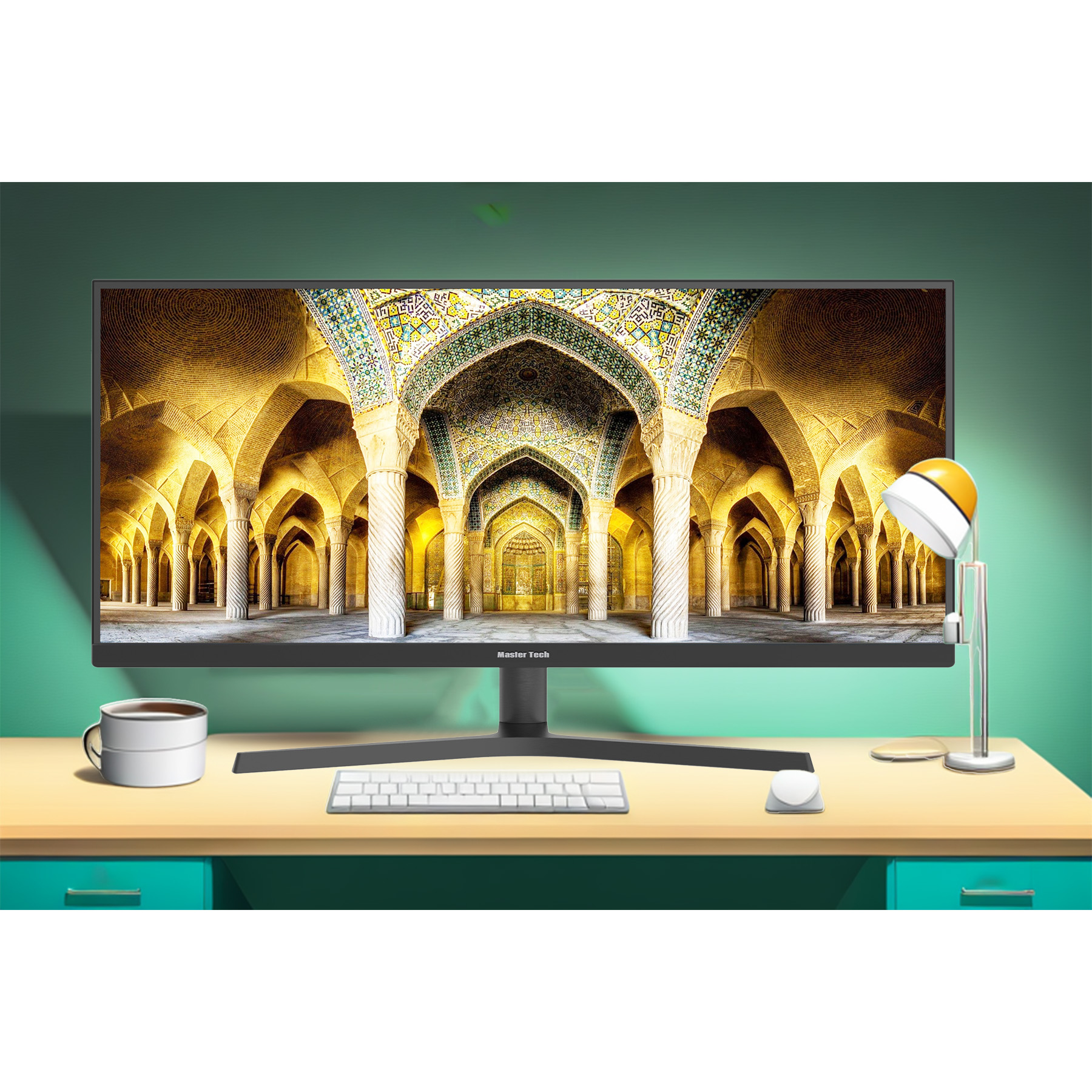 مانیتور گیمینگ 34 اینچ مسترتک مدل PA345UQ ، رزولوشن UltraWide QHD، پنل Rapid IPS، نرخ بروزرسانی 165 هرتز، با نسبت تصویر 21:9، دارای اسپیکر داخلی، دارای پورت HDMI و DisplayPort و USB و خروجی هدفون