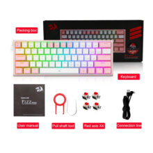 کیبورد مخصوص بازی ردراگون مدل FIZZ K617-WHITE/PINK