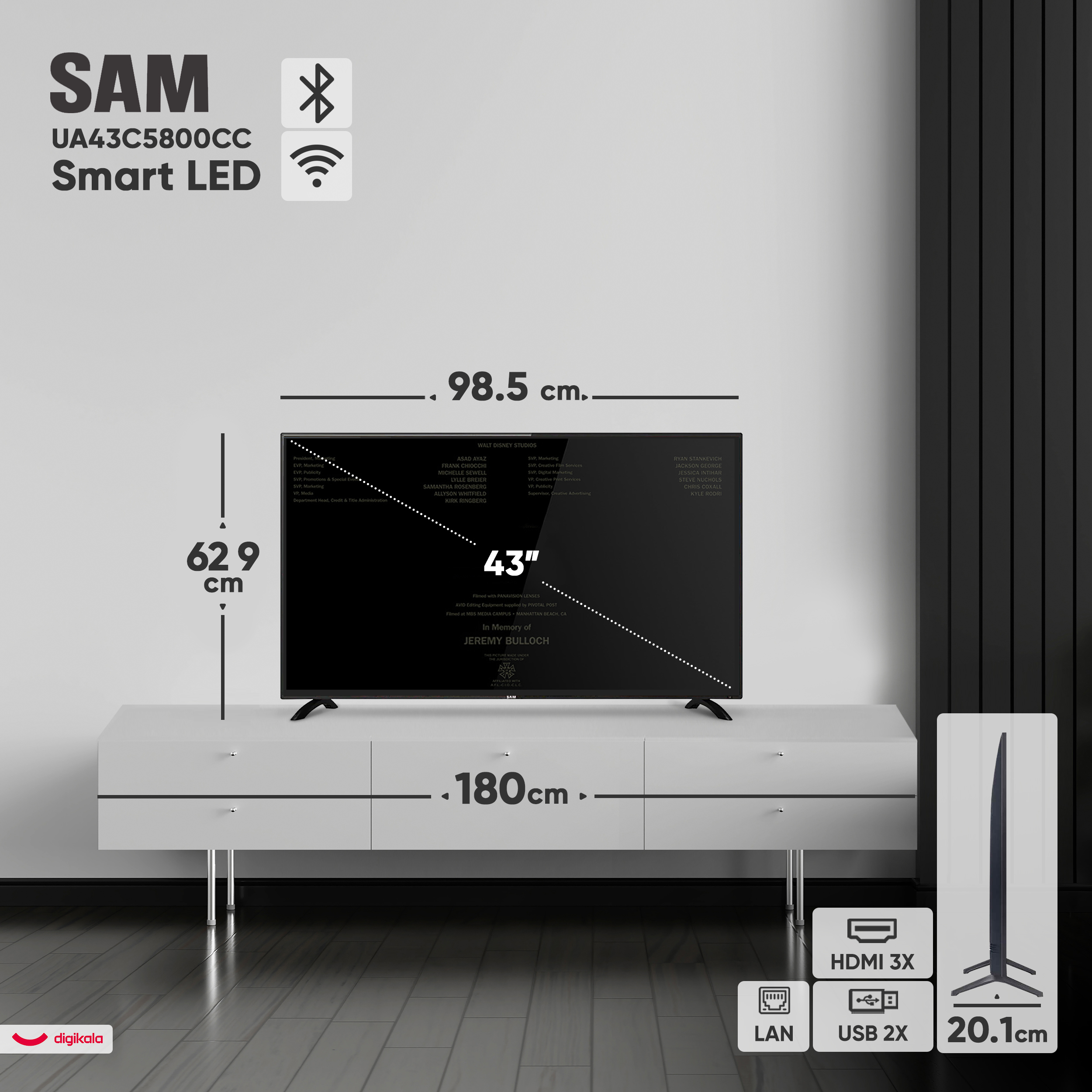 تلویزیون 43 اینچ ال ای دی هوشمند سام مدل UA43C5800CC