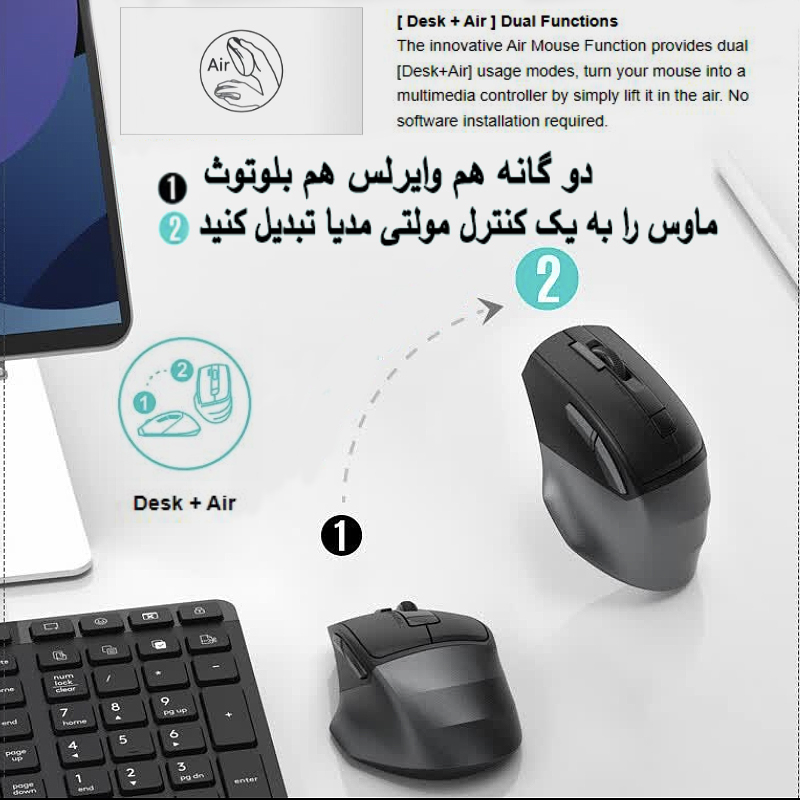 ماوس بی سیم ای فورتک مدل FSTYLER_FB_45CS_AIR2_SILENT