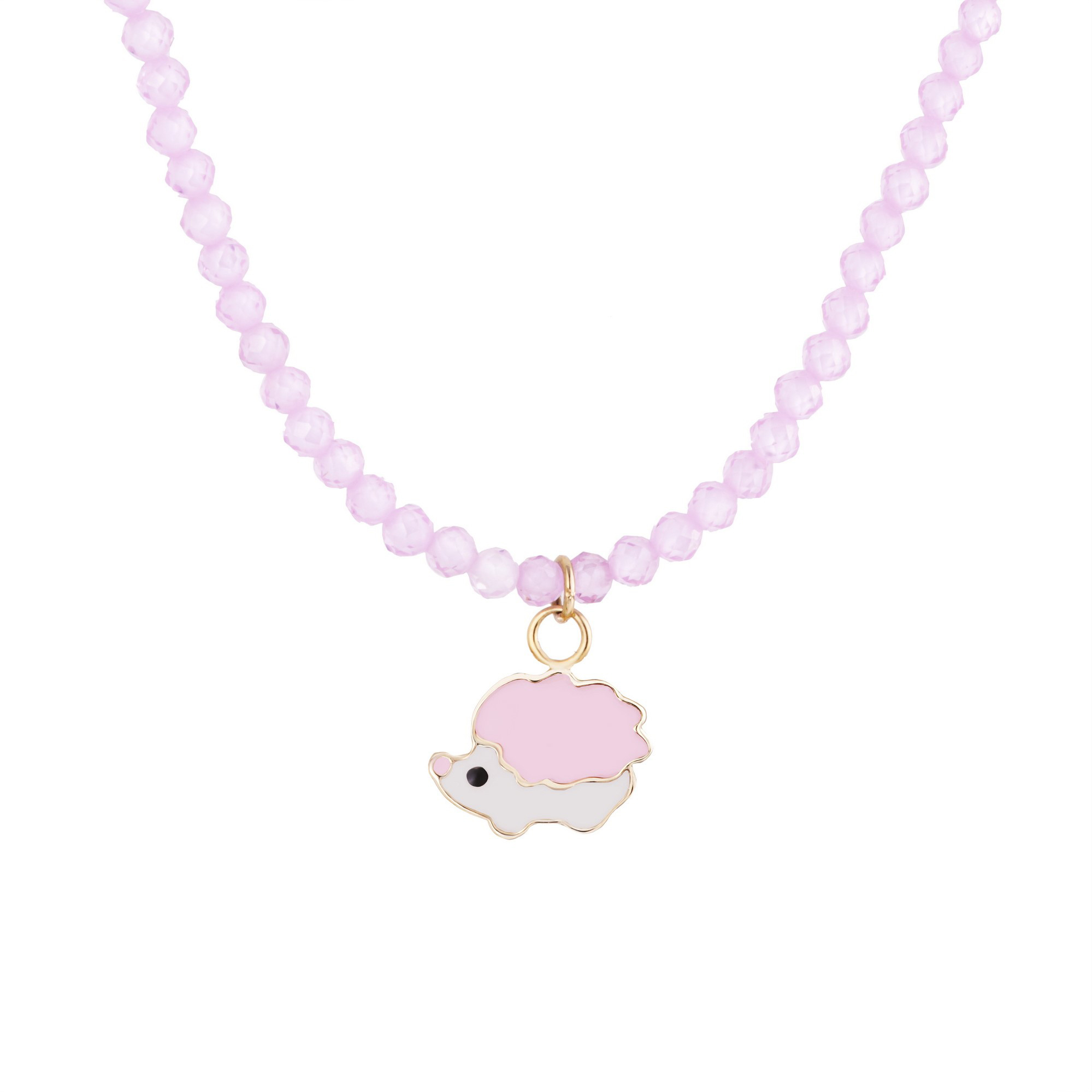 گردنبند طلا 18 عیار دخترانه گالری شیدا مجد مدل جوجه تیغی میناکاری سنگی