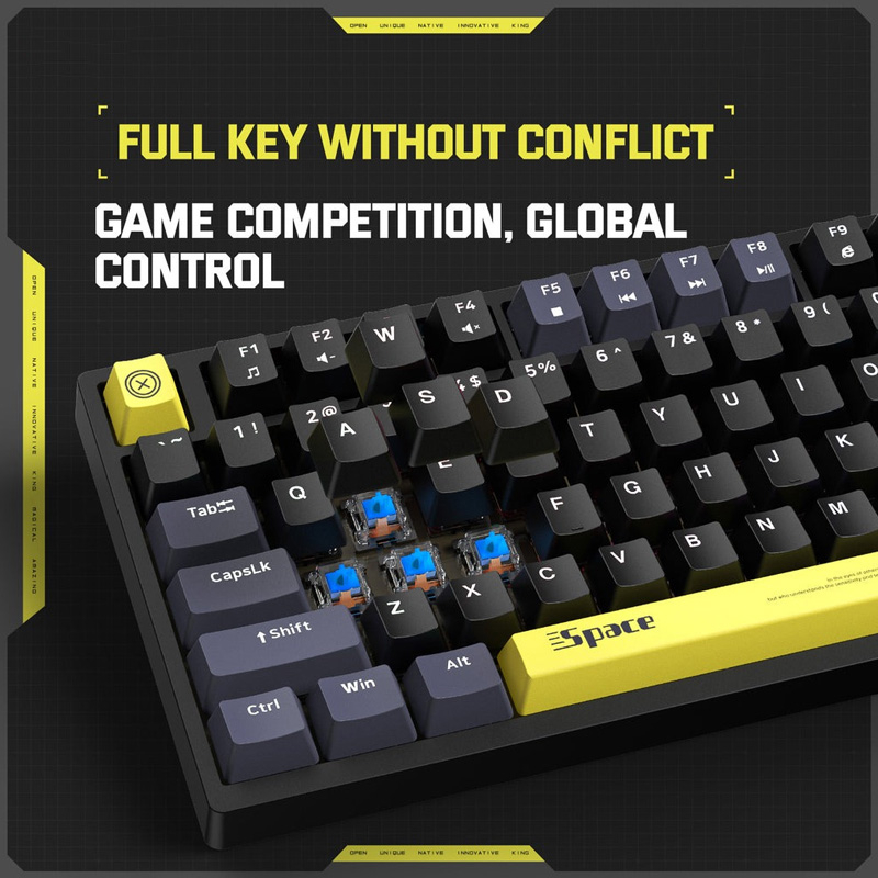 کیبورد گیمینگ بی سیم اونیکوما مدل G52، مکانیکال سوییچ آبی ، Tenkeyless، نورپردازی RGB