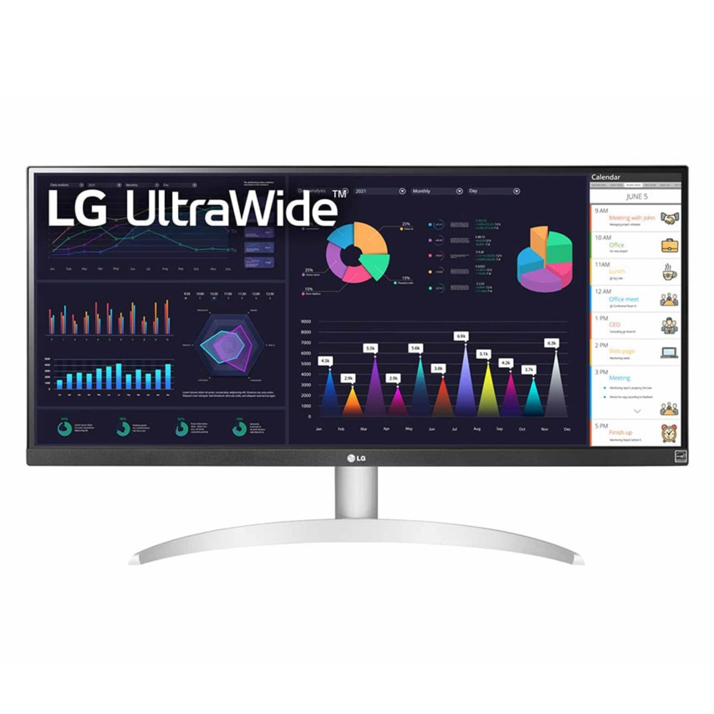 مانیتور ال جی مدل 29WQ600-W سایز 29 اینچ، رزولوشن Full HD، پنل IPS، نرخ بروزرسانی تصویر 100 هرتز، نسبت تصویر 21:9-Ultra Wide، یک پورت HDMI و یک پورت DisplayPort و یک پورت USB-C