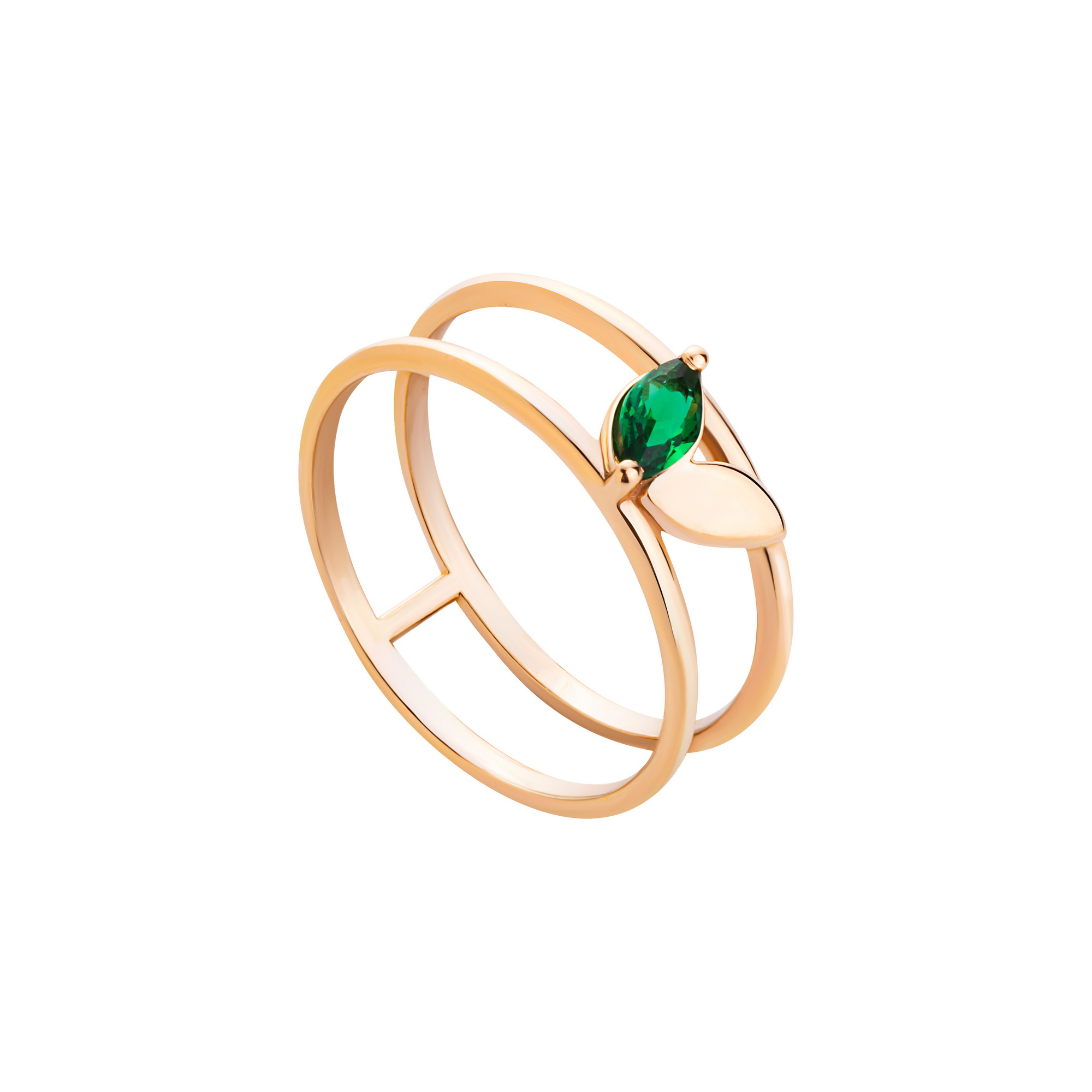 انگشتر طلا 18 عیار زنانه گالری شیدا مجد مدل برگ تورمالین سایز 53