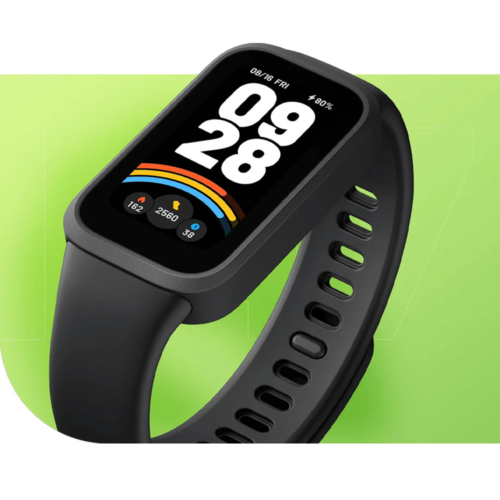 ساعت هوشمند 46 میلی‌متری شیائومی مدل Smart Band 9 Active، کنترل موسیقی، کنترل سطح اکسیژن خون، شمارش ضربان قلب، پایش وضعیت خواب، با بند پلاستیکی