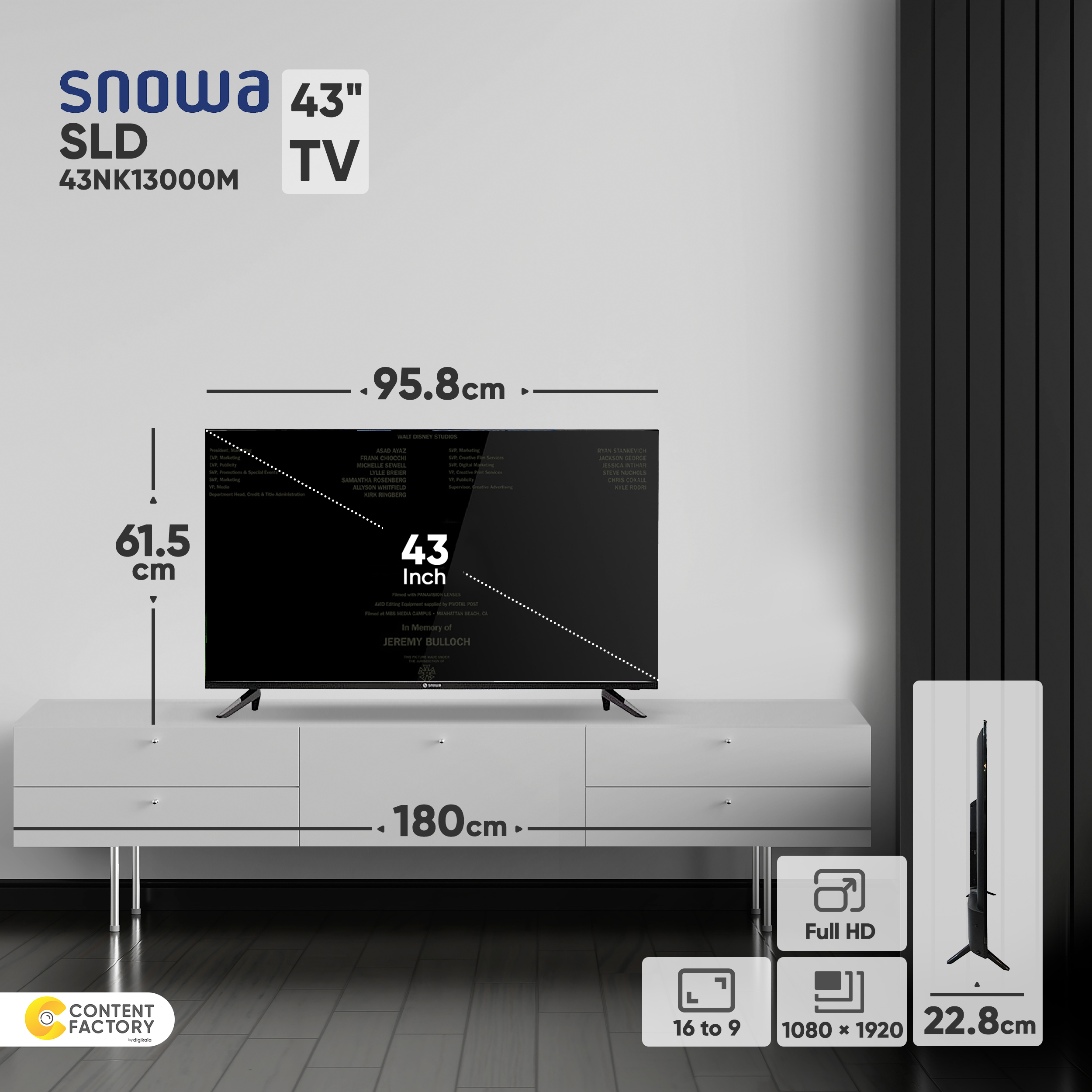 تلویزیون ال ای دی اسنوا مدل SLD-43NK13000M سایز 43 اینچ