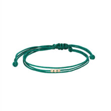 دستبند بند و طلا 18 عیار زنانه گالری شیدا مجد مدل البرنارد نخی لمه رنگ سبز