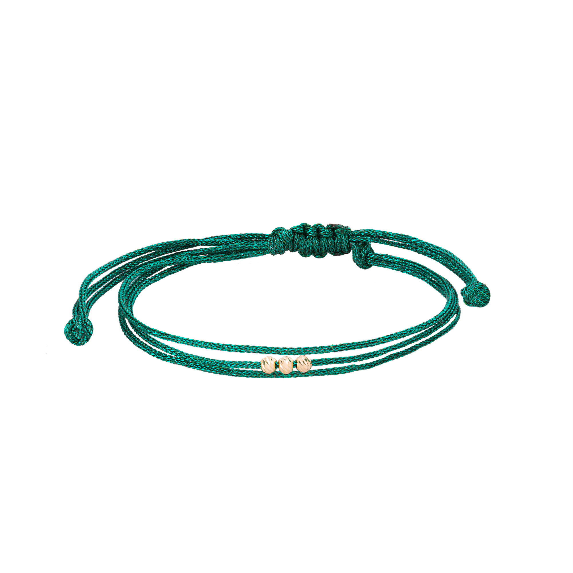 دستبند بند و طلا 18 عیار زنانه گالری شیدا مجد مدل البرنارد نخی لمه رنگ سبز