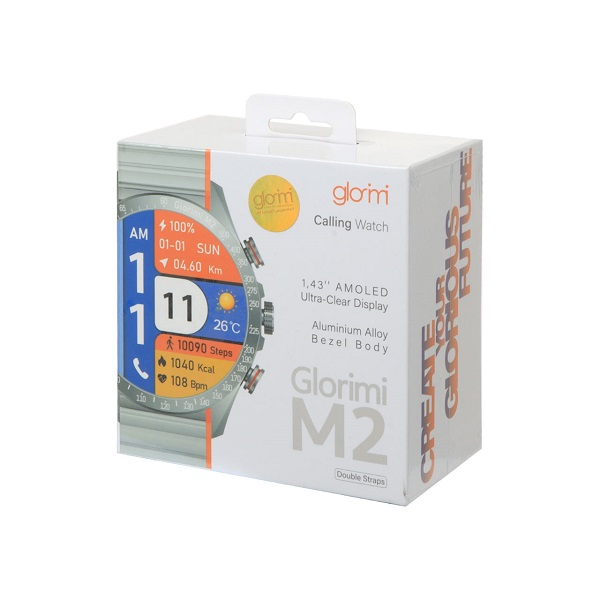 ساعت هوشمند گلوریمی مدل M2 دارای قابلیت های قابلیت مکالمه مستقیم، قابلیت مکالمه از طریق بلوتوث بند سیلیکون