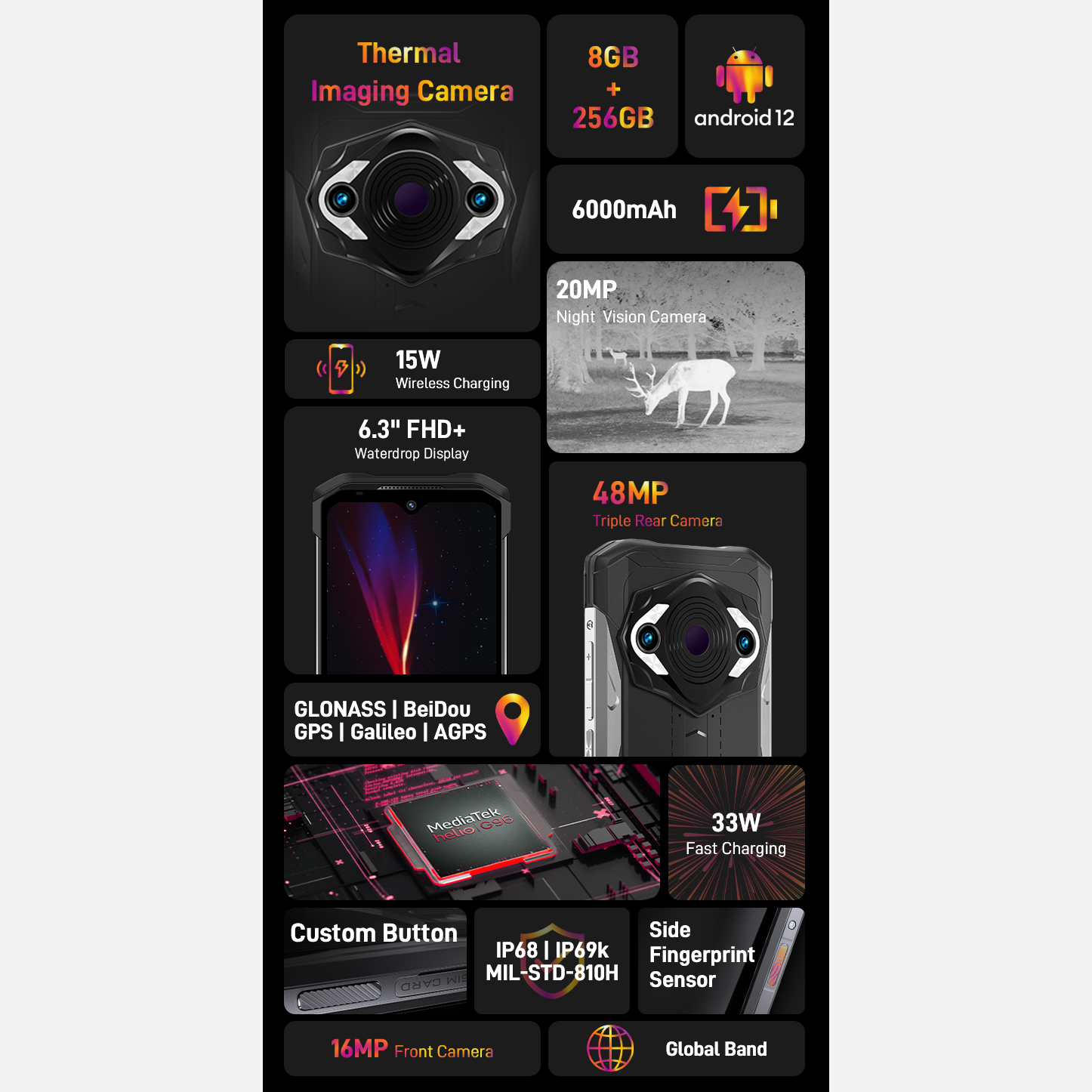 گوشی موبایل دوجی مدل S98 Pro دو سیم کارت ظرفیت 256 گیگابایت و رم 8 گیگابایت