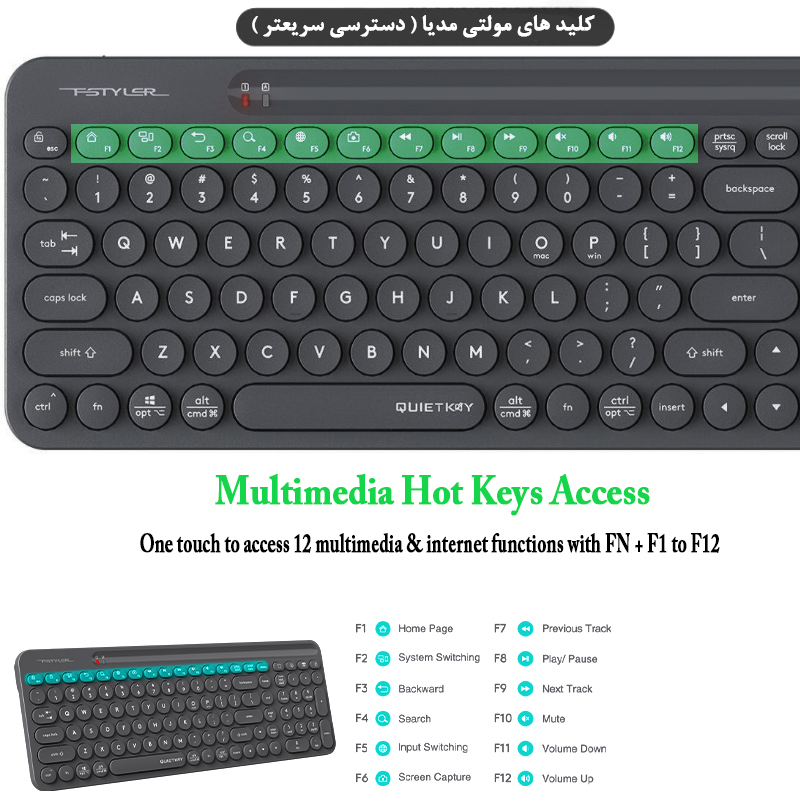 کیبورد و ماوس بی سیم ای فورتک مدل FG_33OO_AIR2