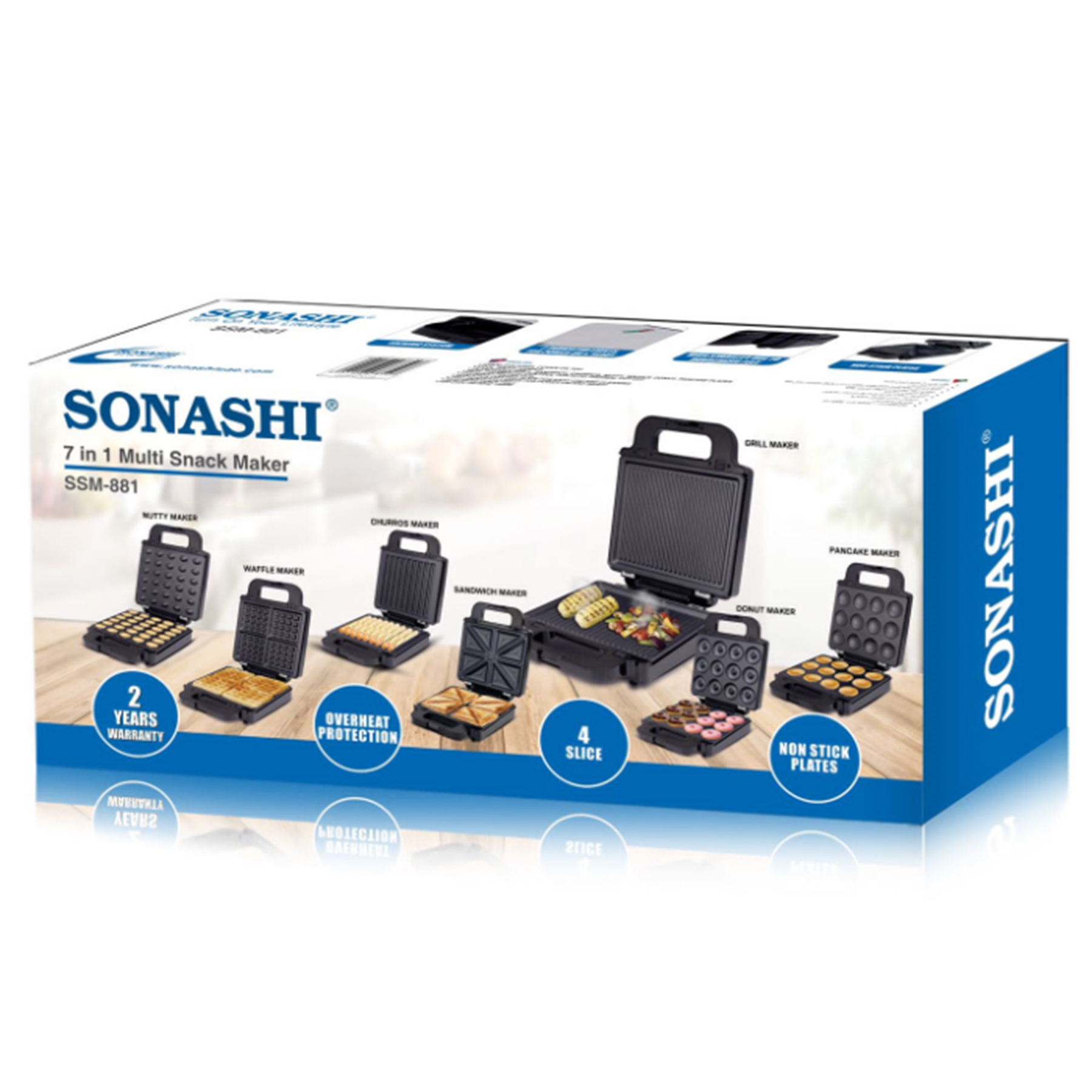 ساندویچ ساز و گریل سوناشی مدل 7 کاره SSM-881