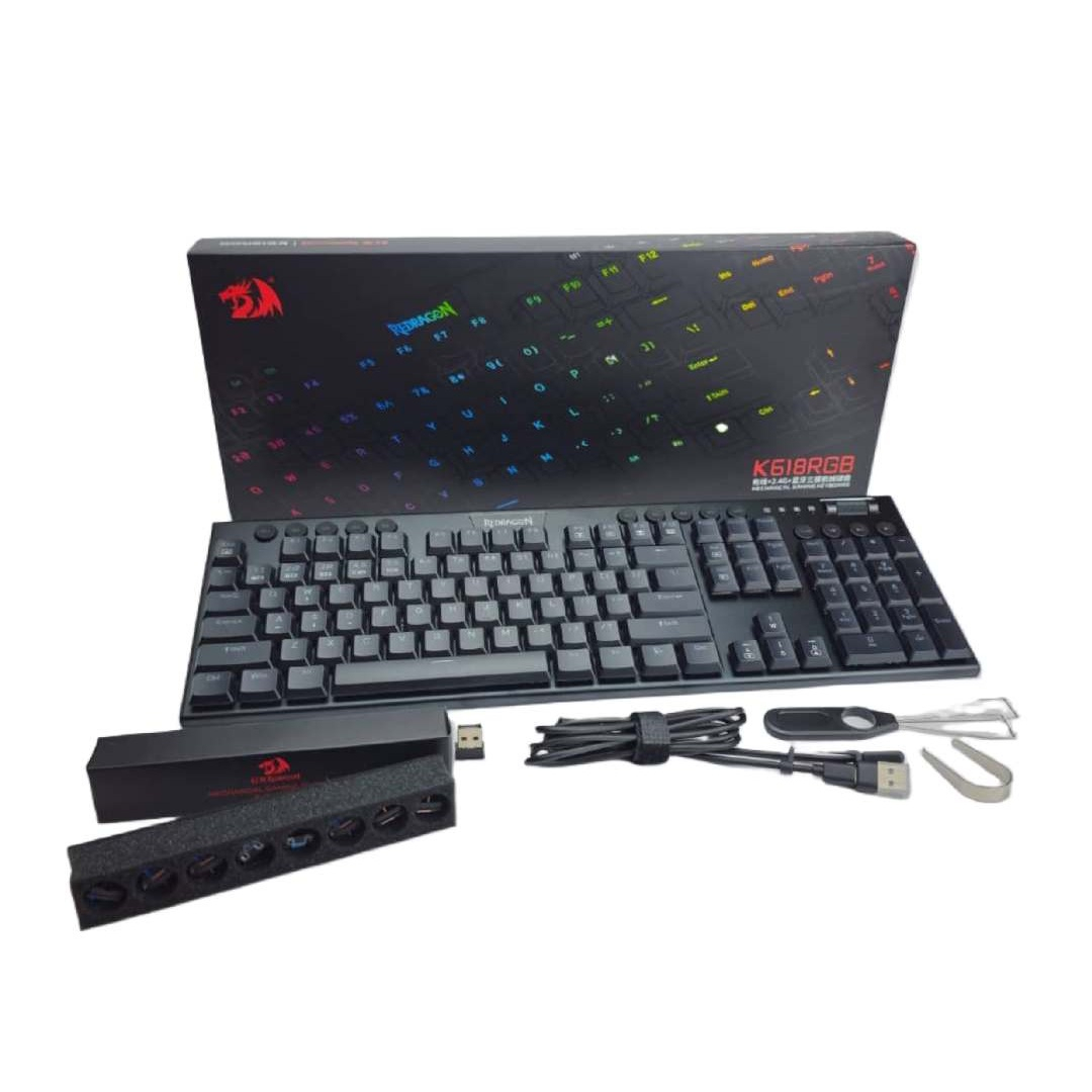 کیبورد مخصوص بازی ردراگون مدل K618-RGB سوییچ آبی