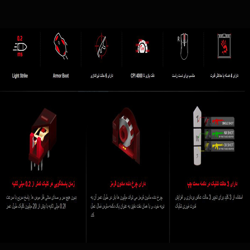 ماوس مخصوص بازی بلادی مدل A_90