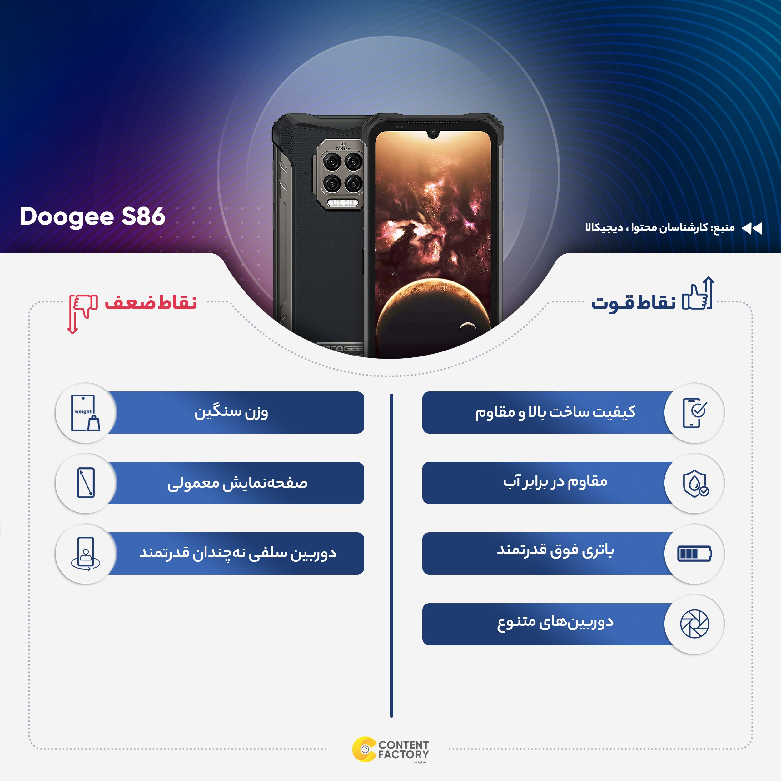 گوشی موبایل دوجی مدل S86 دو سیم‌ کارت ظرفیت 128 گیگابایت و رم 6 گیگابایت