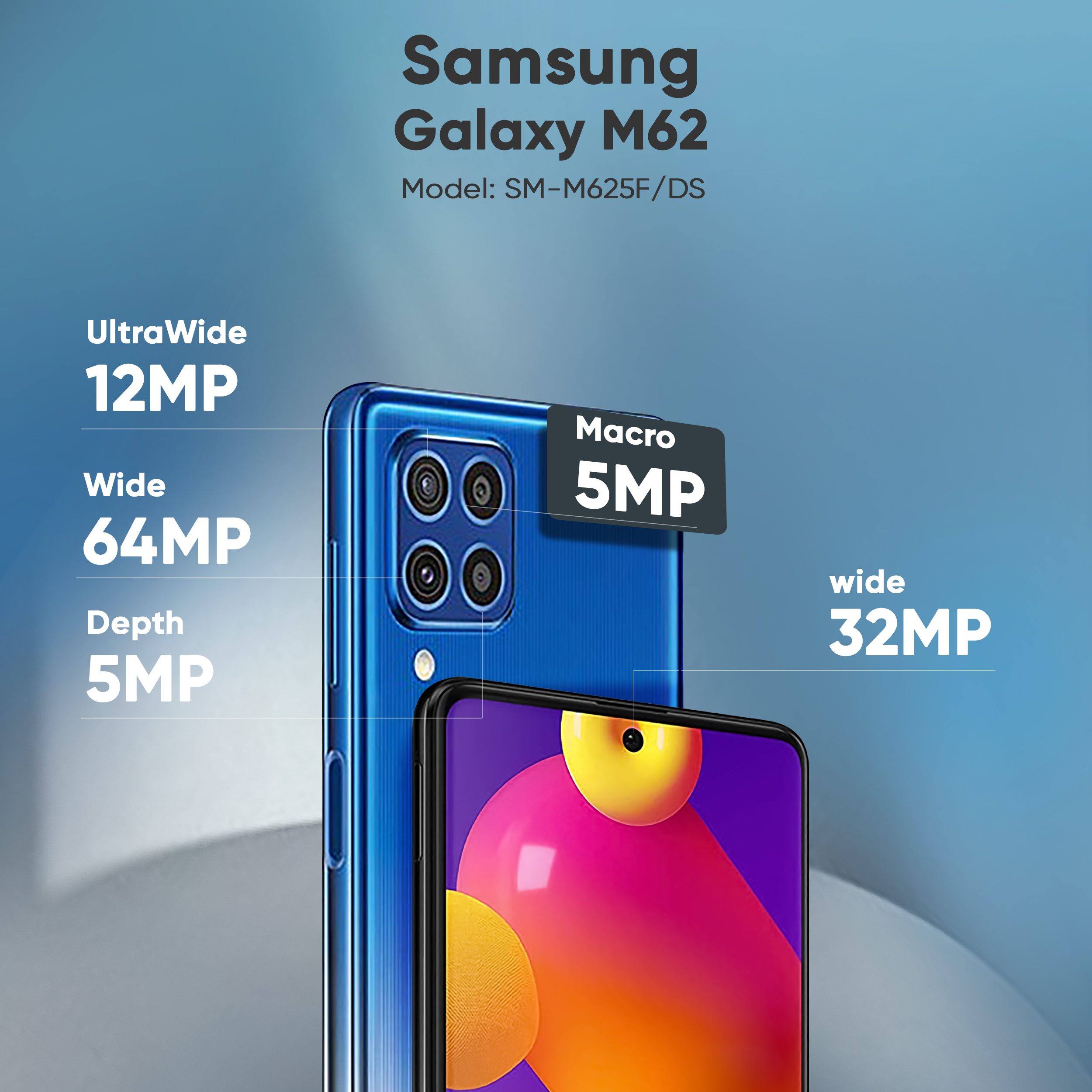 گوشی موبایل سامسونگ مدل M62 SM-M625F/DS دو سیم‌کارت ظرفیت 256 گیگابایت و رم 8 گیگابایت