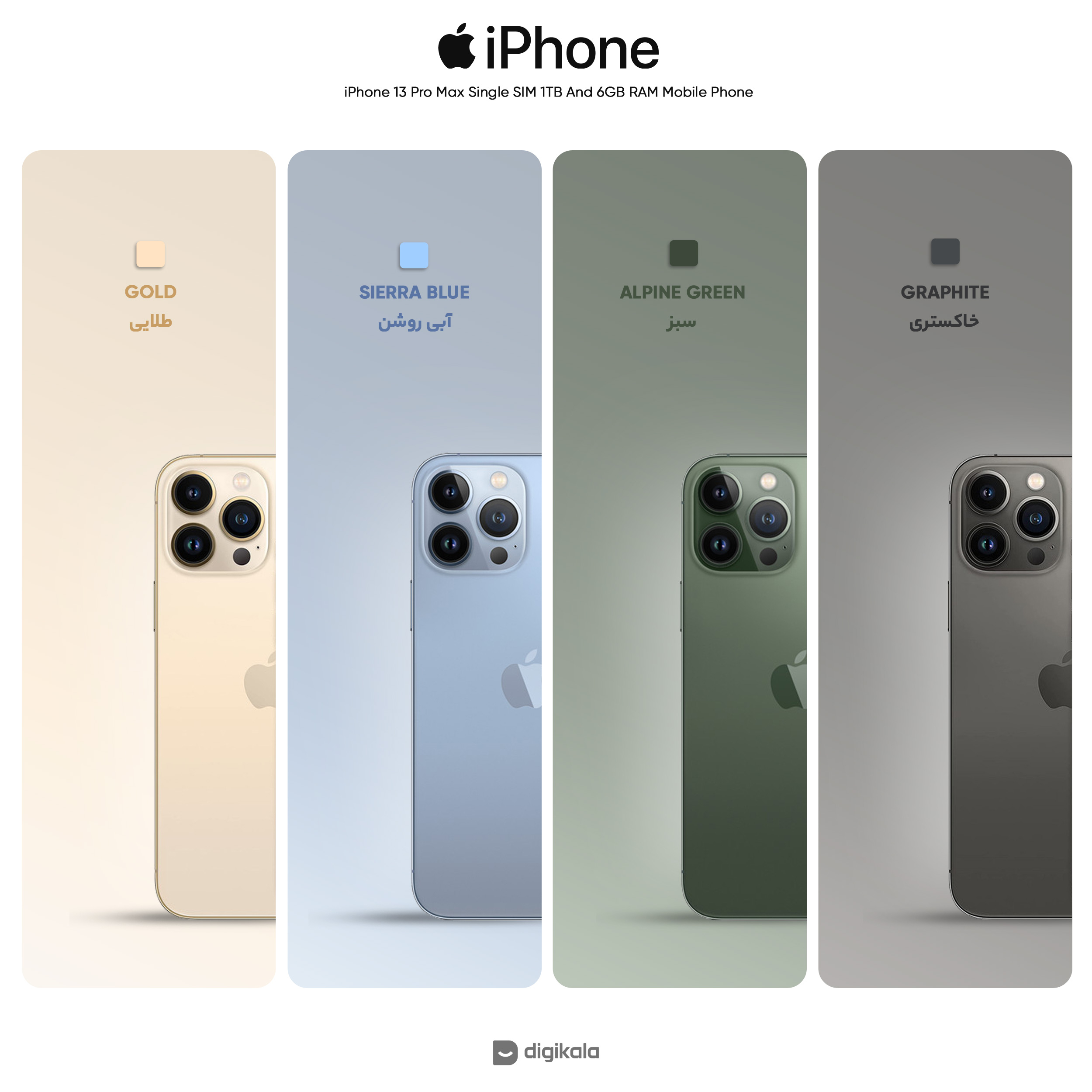 گوشی موبایل اپل مدل iPhone 13 Pro Max تک سیم‌ کارت ظرفیت یک ترابایت و رم 6 گیگابایت - اروپا نات اکتیو