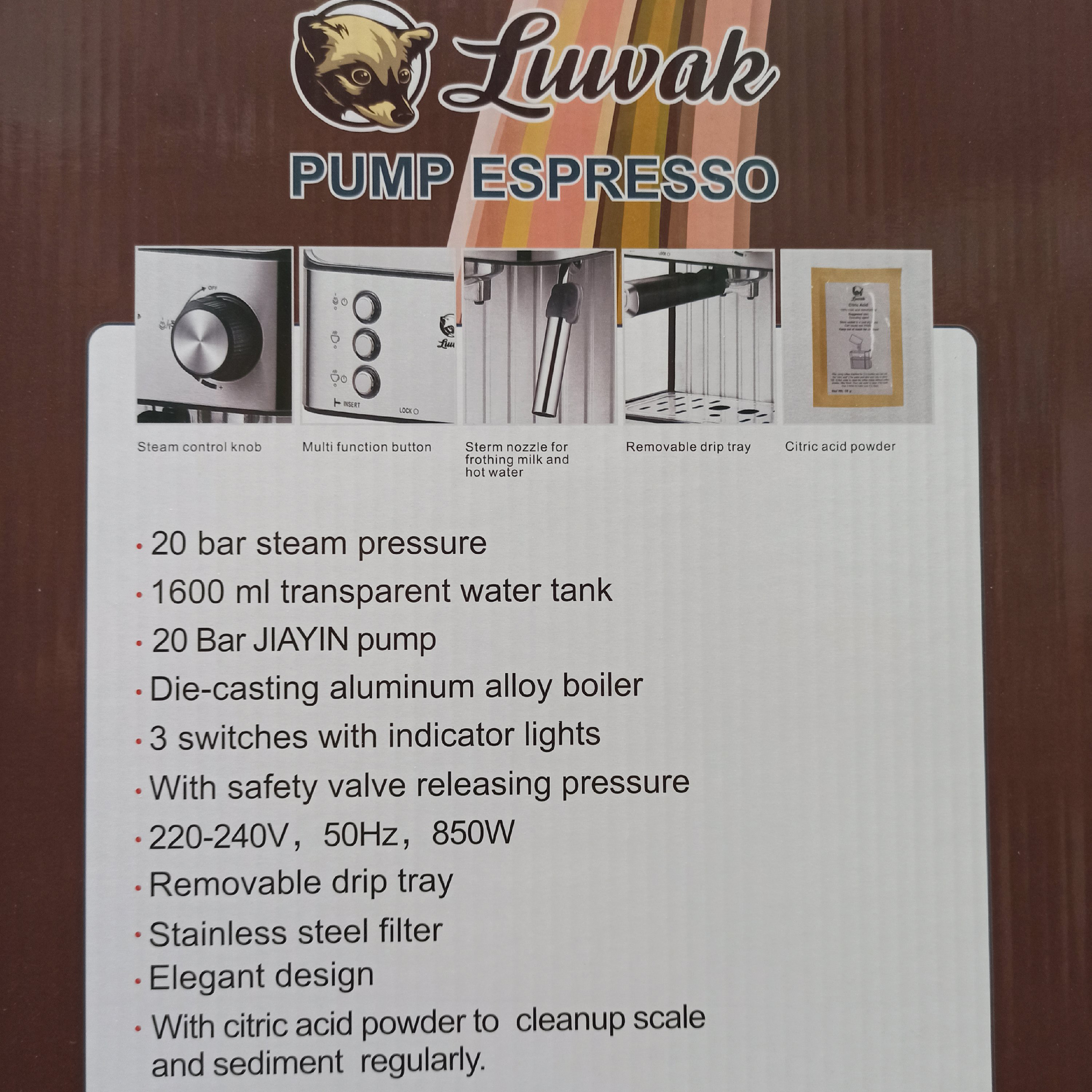 اسپرسو ساز ۱۶۰۰ میلی‌لیتر لواک مدل 315