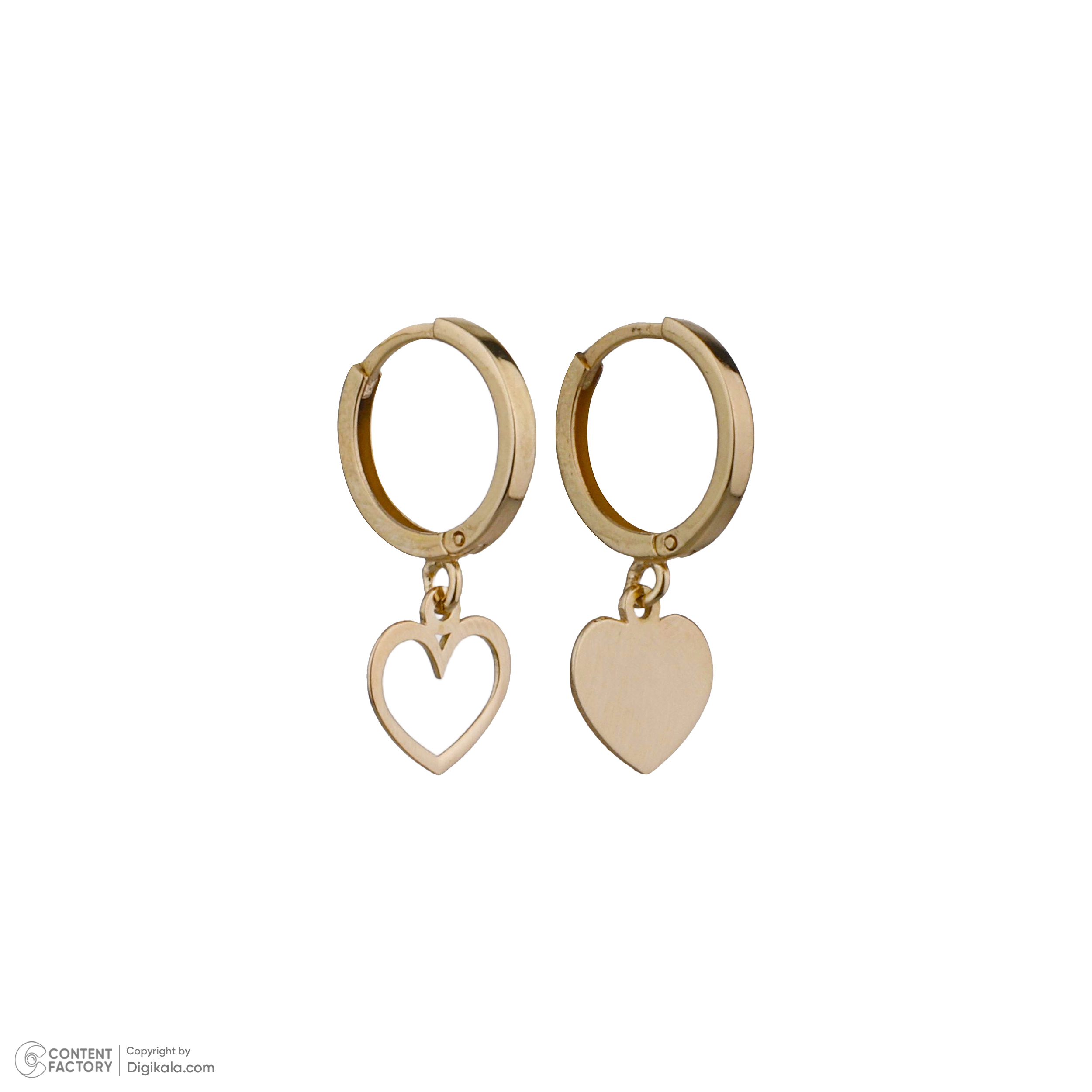 گوشواره طلا 18 عیار زنانه گالری شیدا مجد مدل قلب پر و خالی