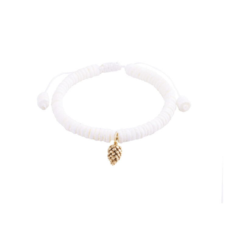 دستبند سنگ و طلا 18 عیار زنانه گالری شیدا مجد مدل کاج صدف