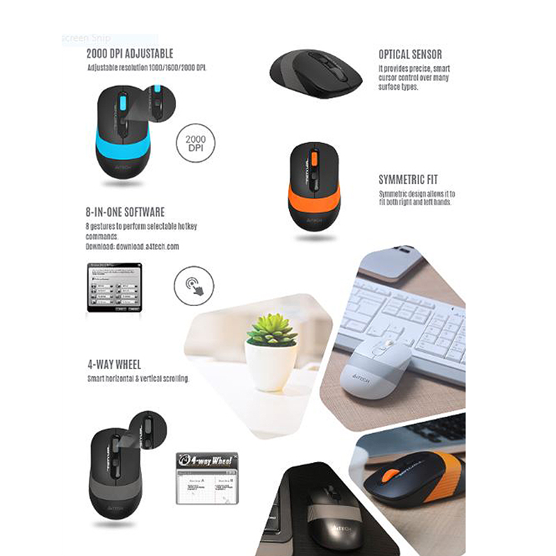 ماوس بی سیم ای فورتک مدل F_G_1O_S_SILNET