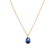 گردنبند طلا 18 عیار زنانه گالری شیدا مجد مدل اشک یاقوت کبود