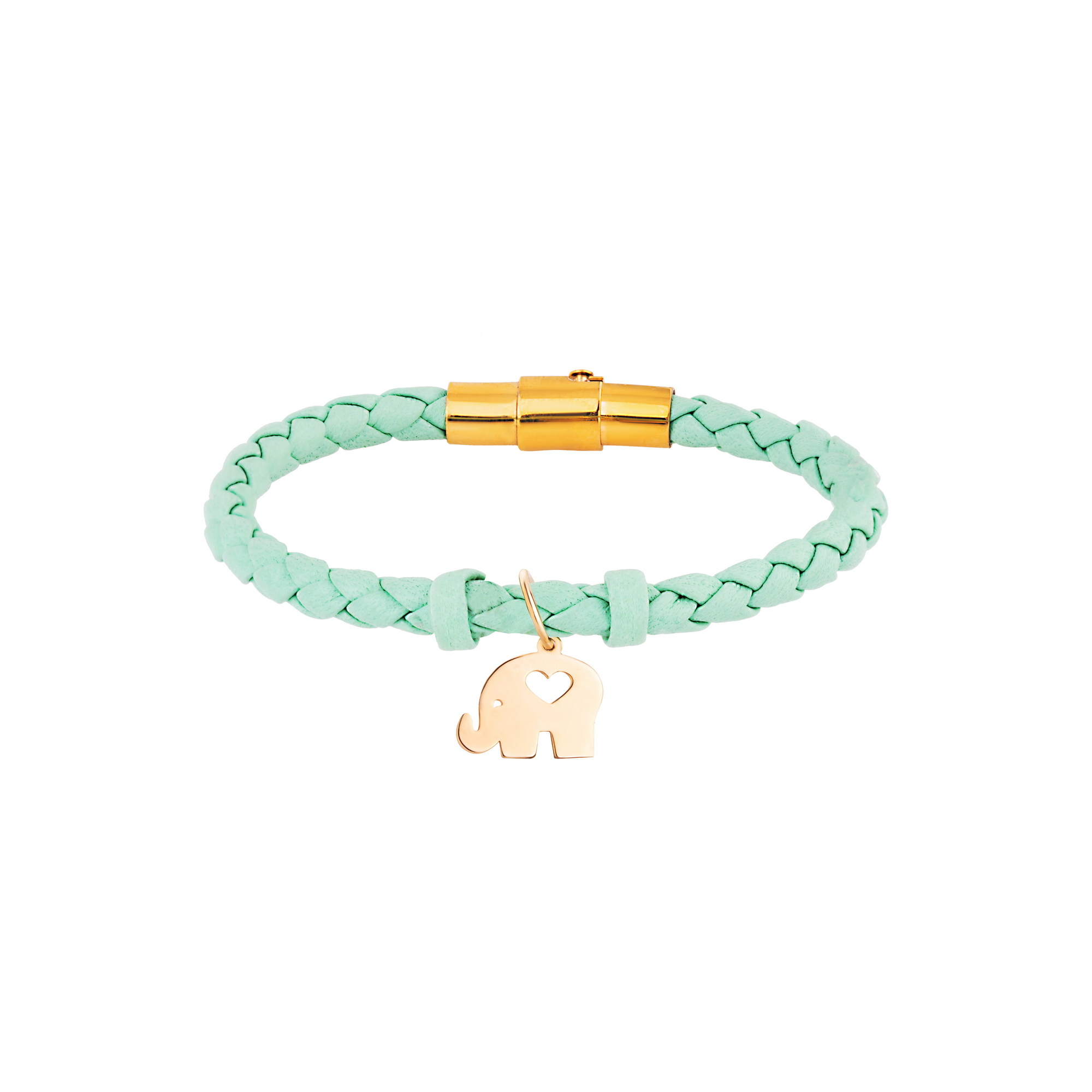 دستبند طلا 18 عیار بچگانه با بند چرمی گالری شیدا مجد مدل فیل