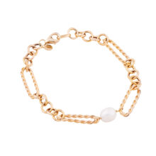 دستبند زنجیری طلا 18 عیار زنانه گالری شیدا مجد مدل  اووال یورمن و مروارید