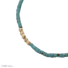 دستبند طلا 18 عیار زنانه گالری شیدا مجد مدل 5 البرنارد فیروزه پررنگ