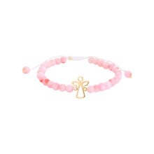 دستبند طلا 18 عیار دخترانه با بند مهره‌ای گالری شیدا مجد مدل فرشته