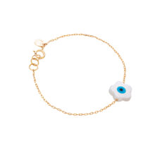 دستبند طلا 18 عیار دخترانه گالری شیدا مجد مدل گل صدف زنجیری